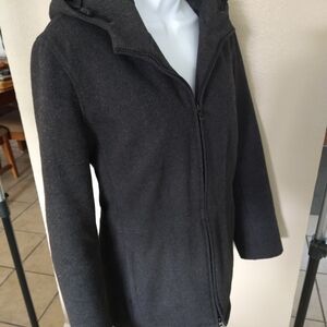 NWOT Ladies Wool Hooded Zip Up Peacoat